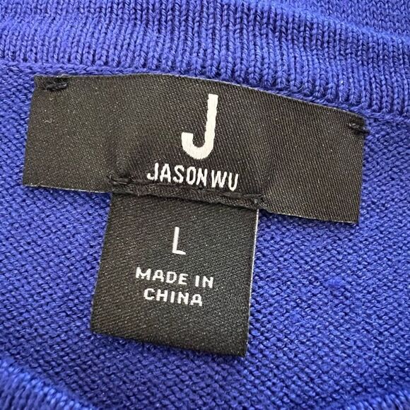 J Jason Wu Royal Blue Cropped Rayon Blend Cardigan Size L - Picture 4 of 6